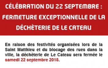 Fermeture de la déchèterie de Le Cateau du 22 septembre