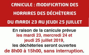 Modification des horaires des déchèteries du siaved pour cause de canicule