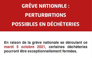 INFO DÉCHÈTERIES : Grève nationale du mardi 5 octobre : fermeture potentielle de certaines déchèteries