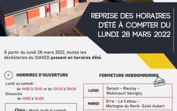 HORAIRES ETE DECHETERIE 2022 