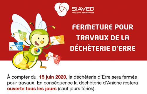 Fermeture de la déchèterie d'Eree le 15 juin 2020