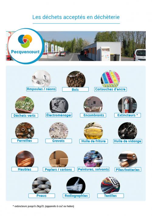 Liste déchets acceptés Pecquencourt