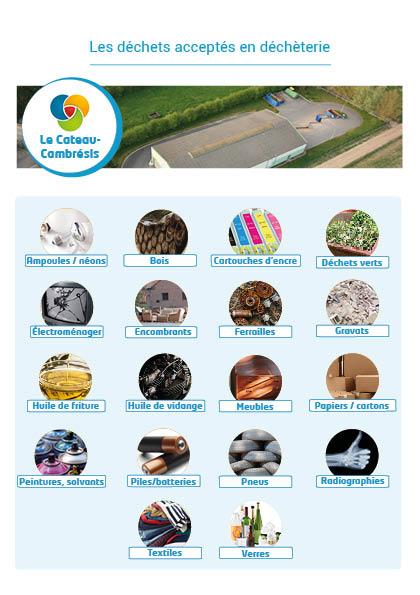 Liste déchets acceptés en déchèterie de Le Cateau-Cambrésis