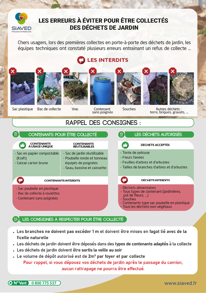 Rappel des consignes de la collecte des déchets verts en pàp sur la CAPH