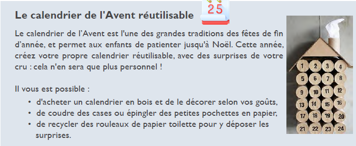 Le calendrier de l'avent réutilisable